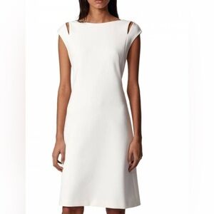 BOSS Hugo Boss White Sheath Dress Cutout Shoulder Cap Sleeve Knee Length sz 6